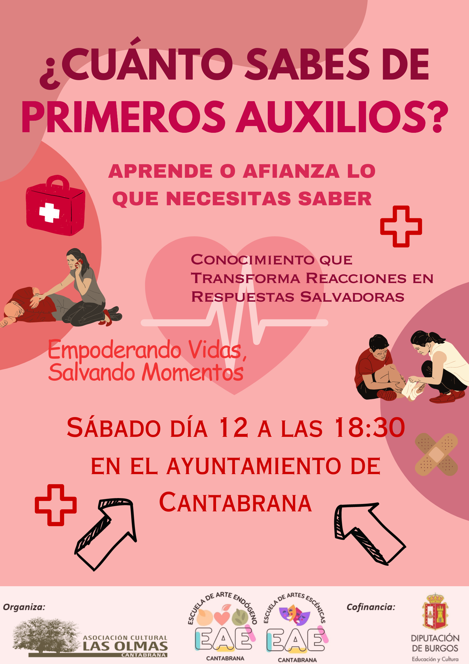 Cartel de curso de primeros auxilios